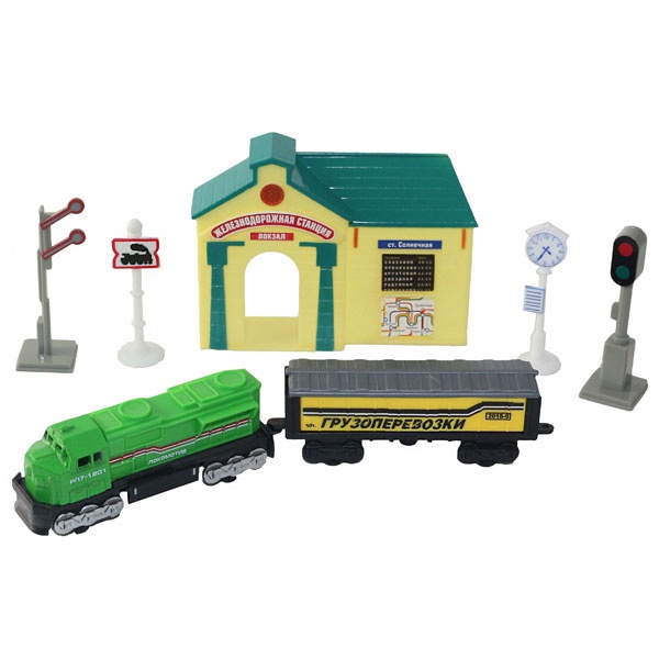 Игровой набор - Железнодорожная станция с поездом и аксессуарами, 2 вида  